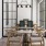 a dining room with a large glass door