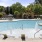 a pool with a fountain in it