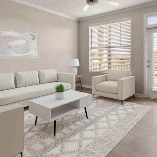 Spacious and well-lit living spaces a living room with white furniture